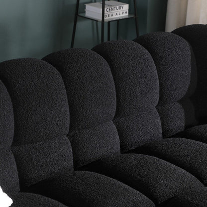84.3 Luxueux grand canapé Boucle 3 places rembourré Marshmallow avec 2 coussins décoratifs carrés et accoudoir carré
