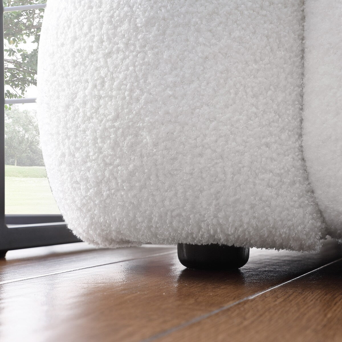 84.3 Luxueux grand canapé Boucle 3 places rembourré Marshmallow avec 2 coussins décoratifs carrés et accoudoir carré