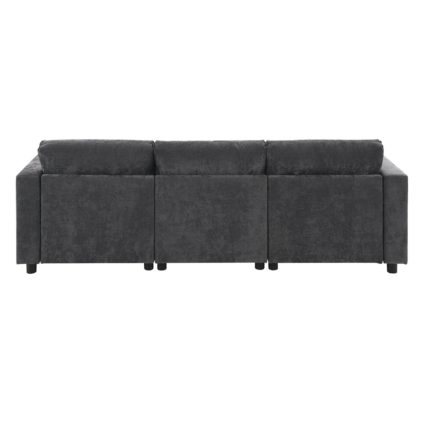 Canapé sectionnel en chenille en forme de U de 86,5 pouces avec poches de rangement, 2 poufs amovibles et coussins décoratifs pour le salon