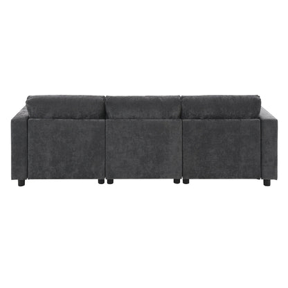 Canapé sectionnel en chenille en forme de U de 86,5 pouces avec poches de rangement, 2 poufs amovibles et coussins décoratifs pour le salon