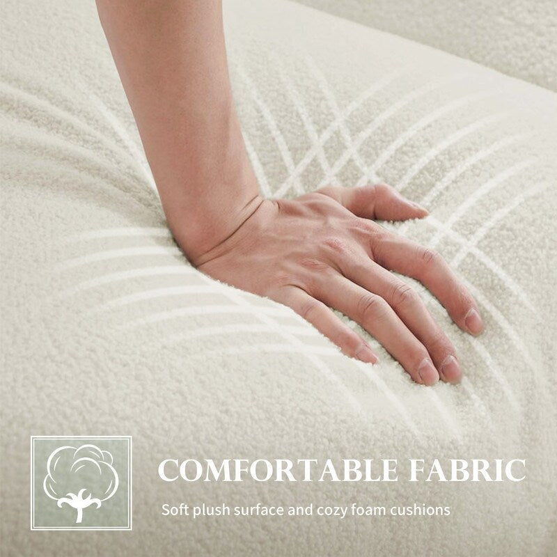 Canapé grand pain en velours Teddy 86,5 avec coussins blanc
