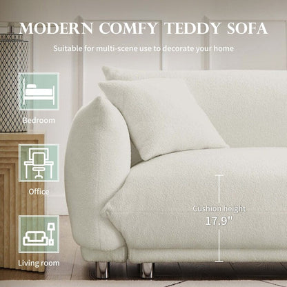 Canapé grand pain en velours Teddy 86,5 avec coussins blanc