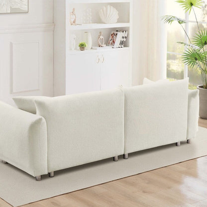 Canapé grand pain en velours Teddy 86,5 avec coussins blanc