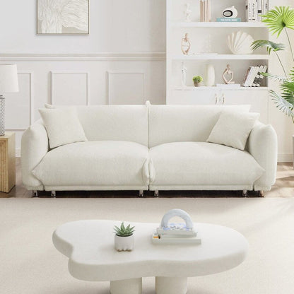 Canapé grand pain en velours Teddy 86,5 avec coussins blanc