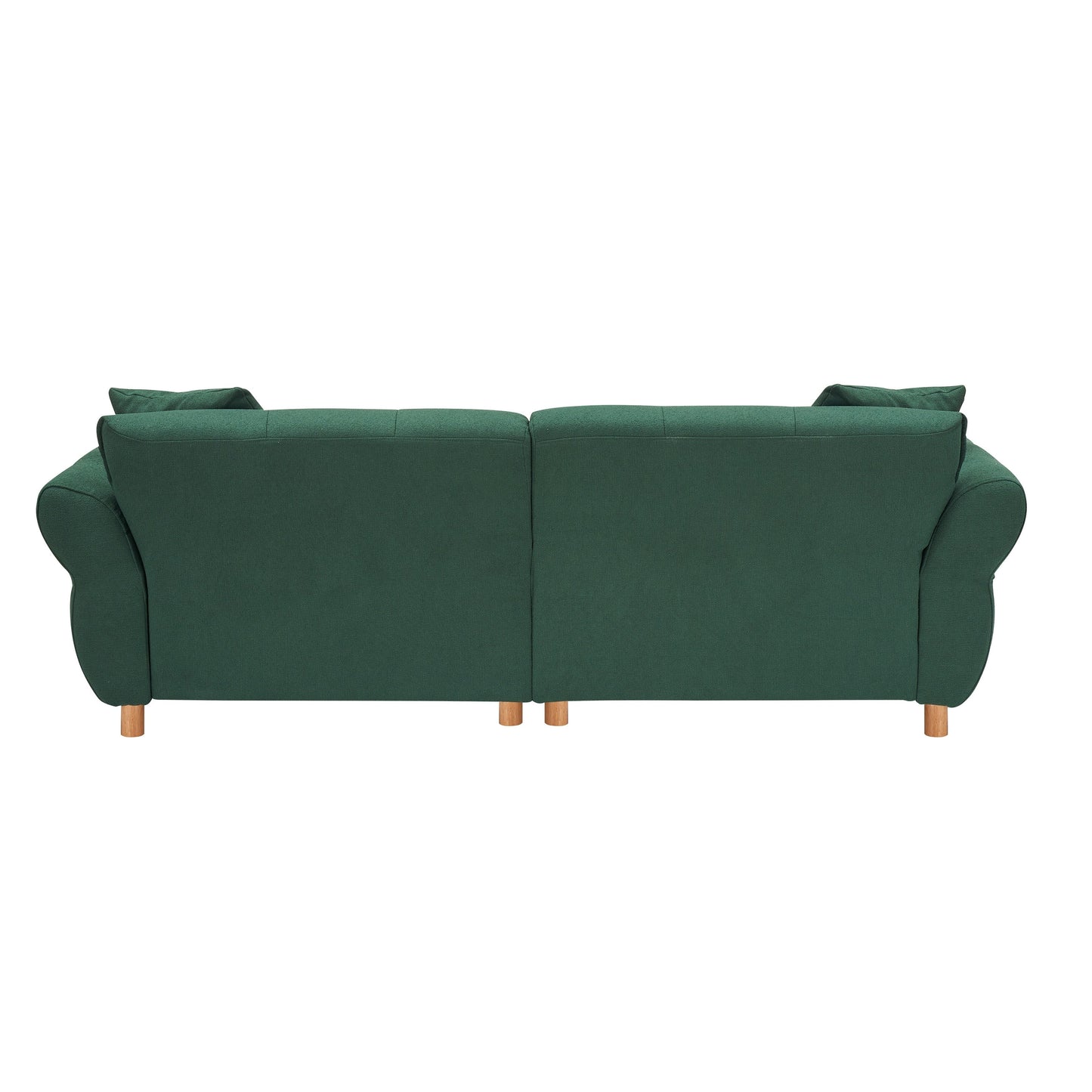 Canapé Teddy de 240 cm de long, avec deux coussins assortis et trois sièges spacieux et confortables.