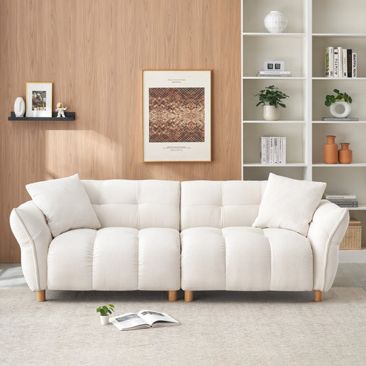 93,70 pouces de long, tissu de canapé Teddy, avec deux oreillers assortis et trois sièges spacieux et confortables