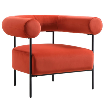 Fauteuil Fulbourn en velours ocre rouille