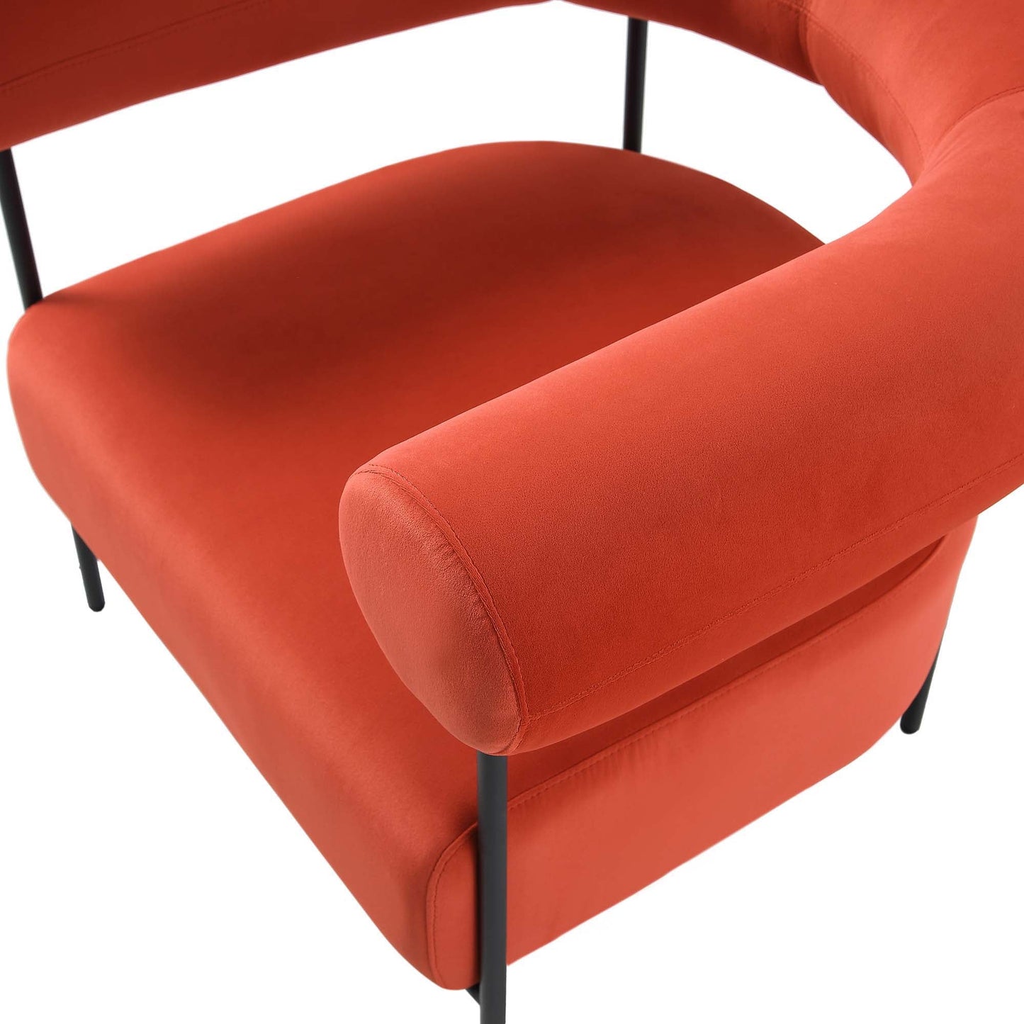 Fauteuil Fulbourn en velours ocre rouille