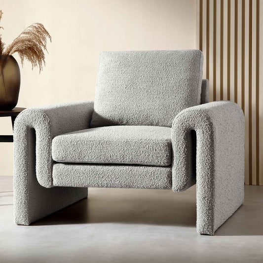 Fauteuil incurvé Hampstead Gray Boucle