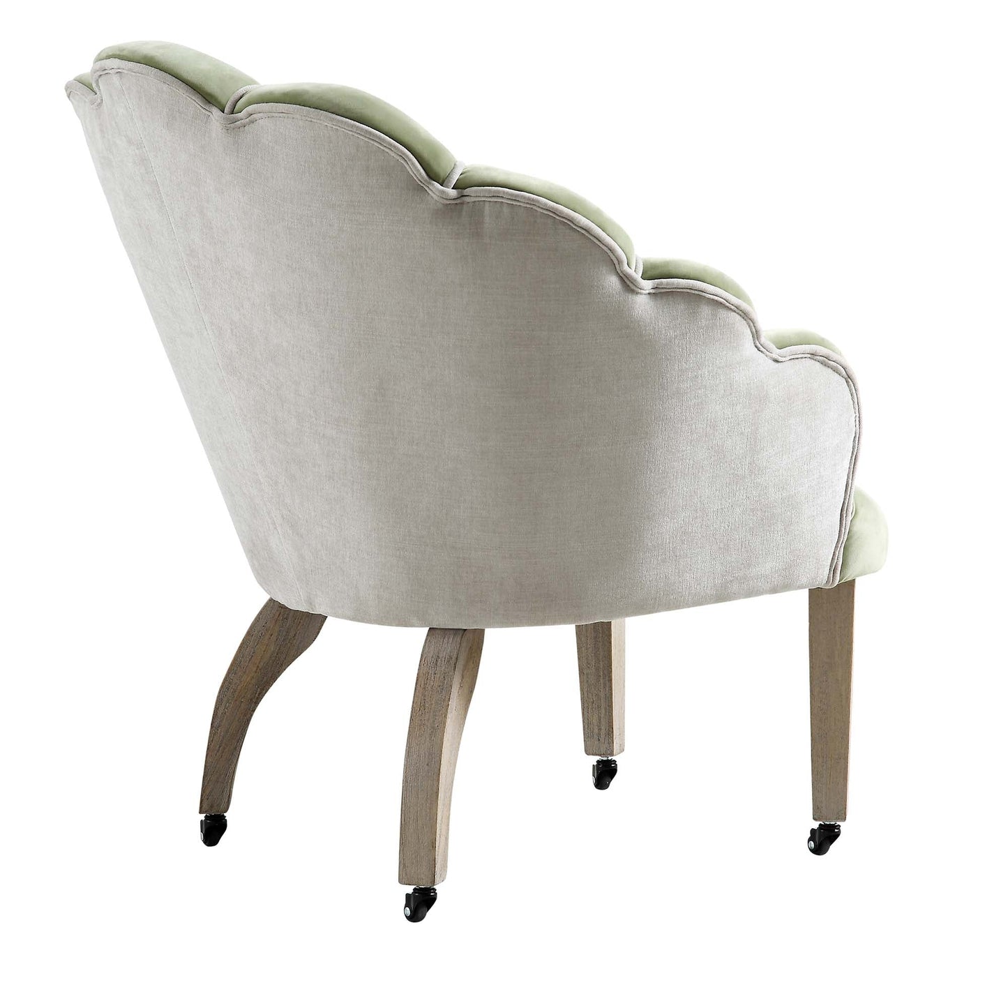 Chaise à palourdes festonnée Barnard, velours lichen