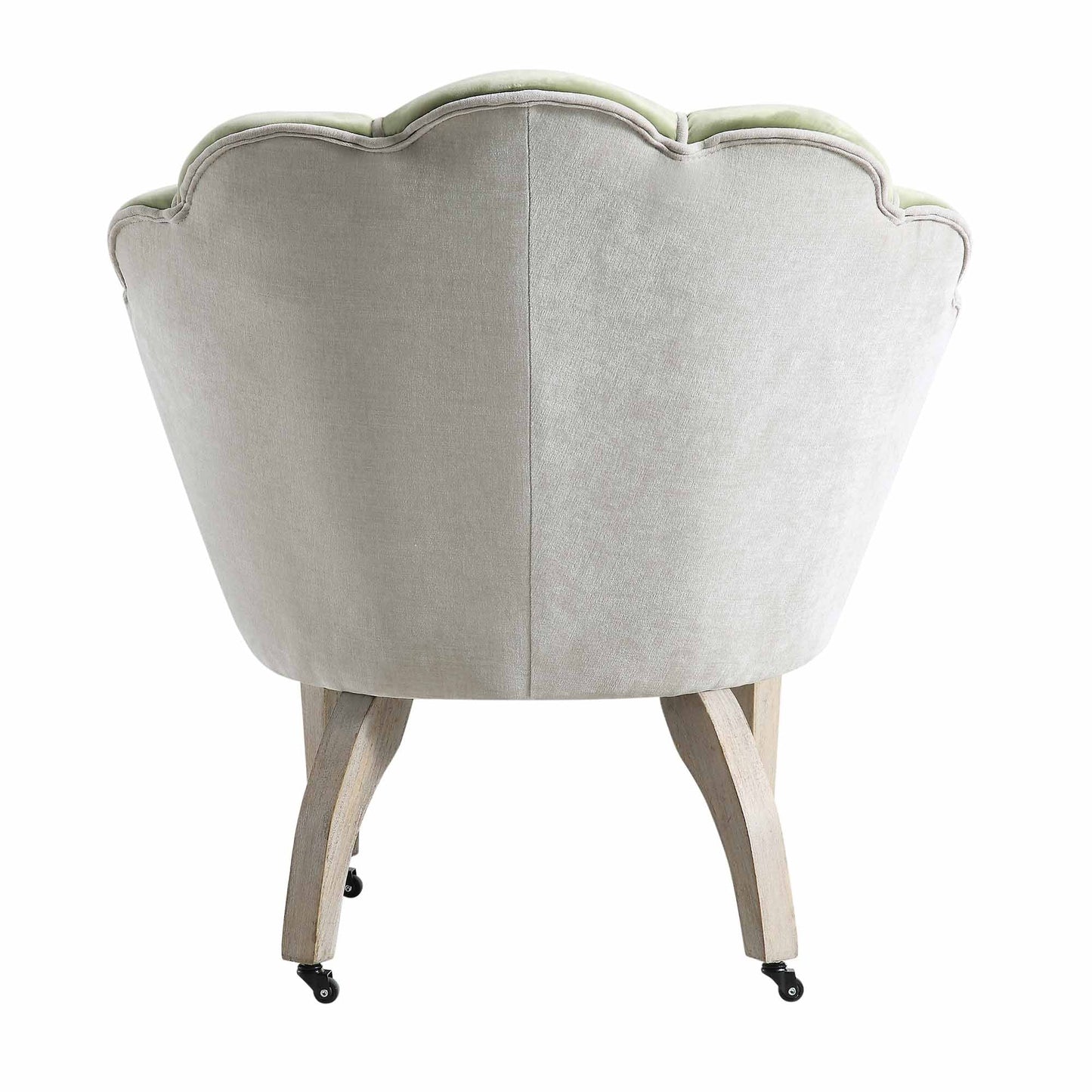 Chaise à palourdes festonnée Barnard, velours lichen