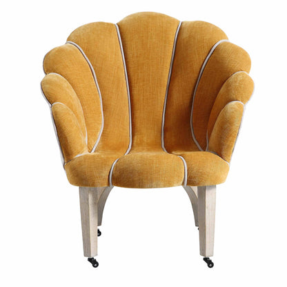 Chaise à palourdes festonnée Barnard, chenille moutarde