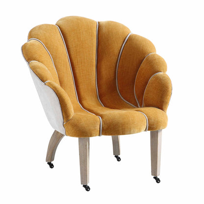 Chaise à palourdes festonnée Barnard, chenille moutarde