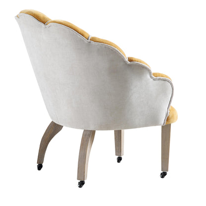 Chaise à palourdes festonnée Barnard, chenille moutarde