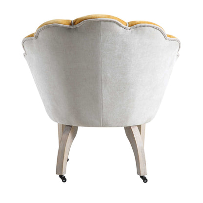 Chaise à palourdes festonnée Barnard, chenille moutarde