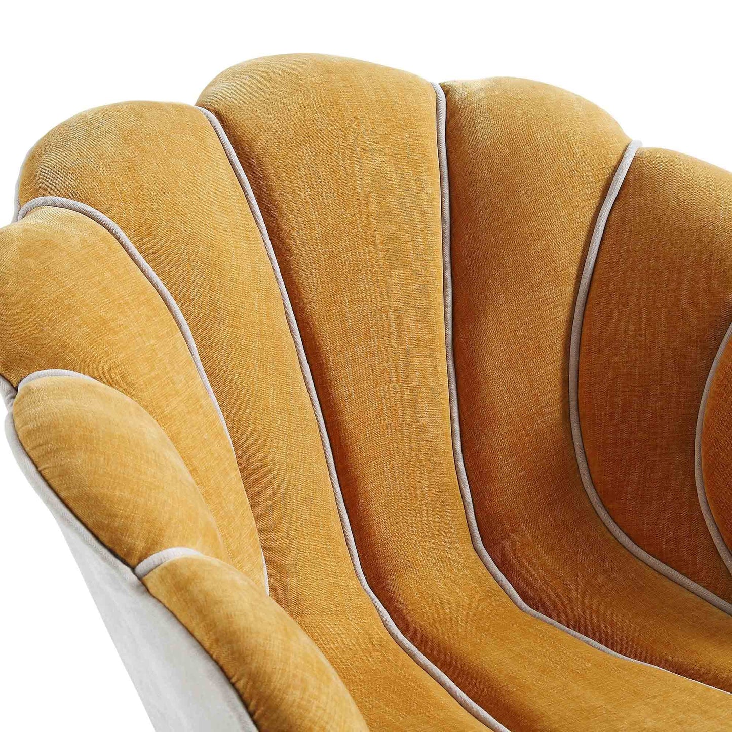 Chaise à palourdes festonnée Barnard, chenille moutarde