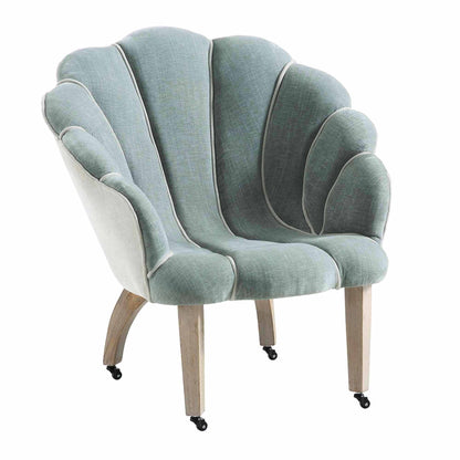Chaise à palourdes festonnée Barnard, chenille vert sauge
