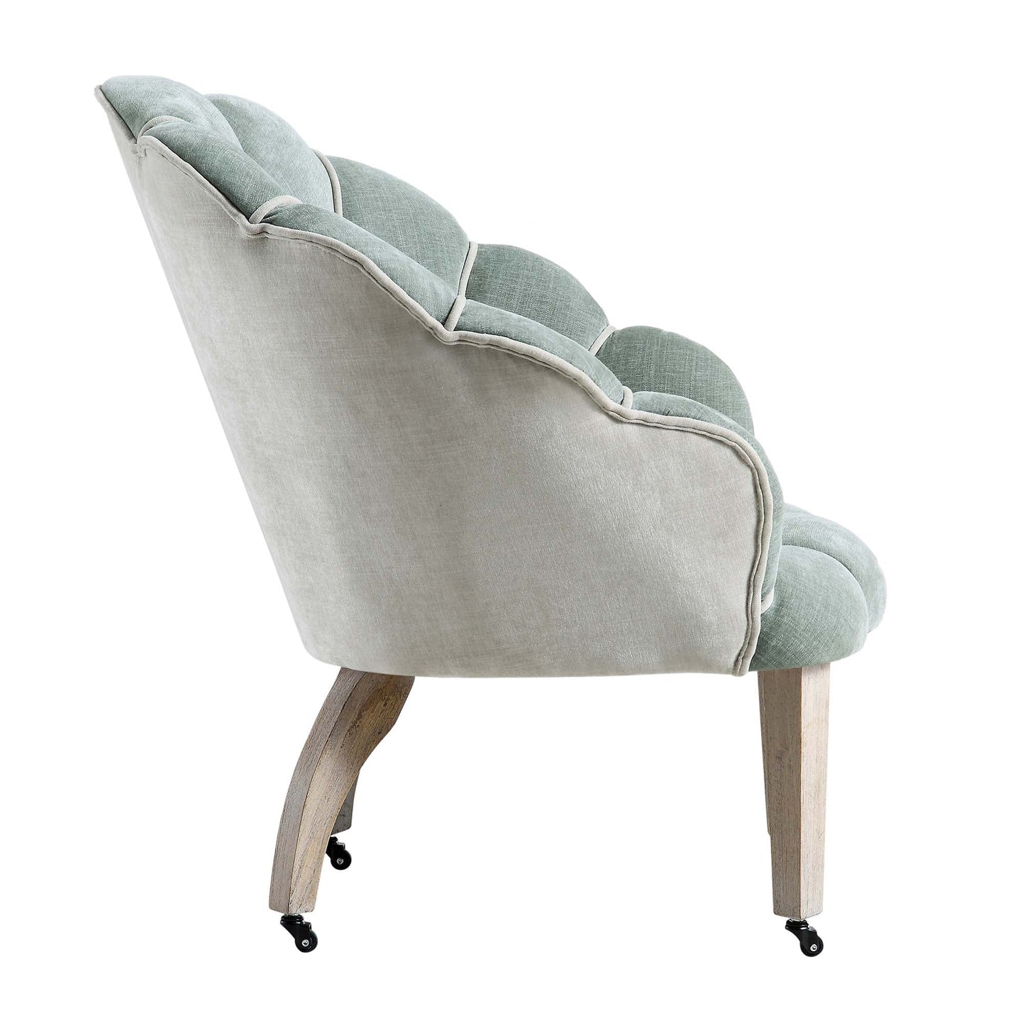 Chaise à palourdes festonnée Barnard, chenille vert sauge