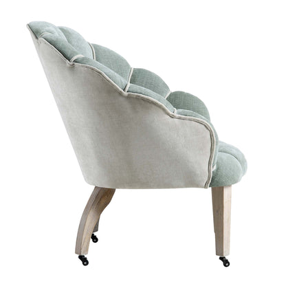 Chaise à palourdes festonnée Barnard, chenille vert sauge