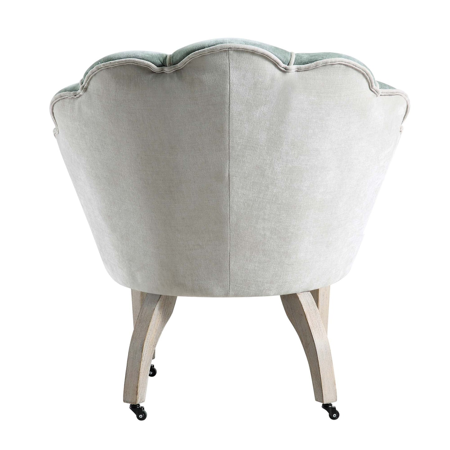 Chaise à palourdes festonnée Barnard, chenille vert sauge