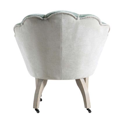Chaise à palourdes festonnée Barnard, chenille vert sauge