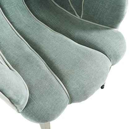Chaise à palourdes festonnée Barnard, chenille vert sauge