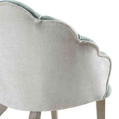 Chaise à palourdes festonnée Barnard, chenille vert sauge