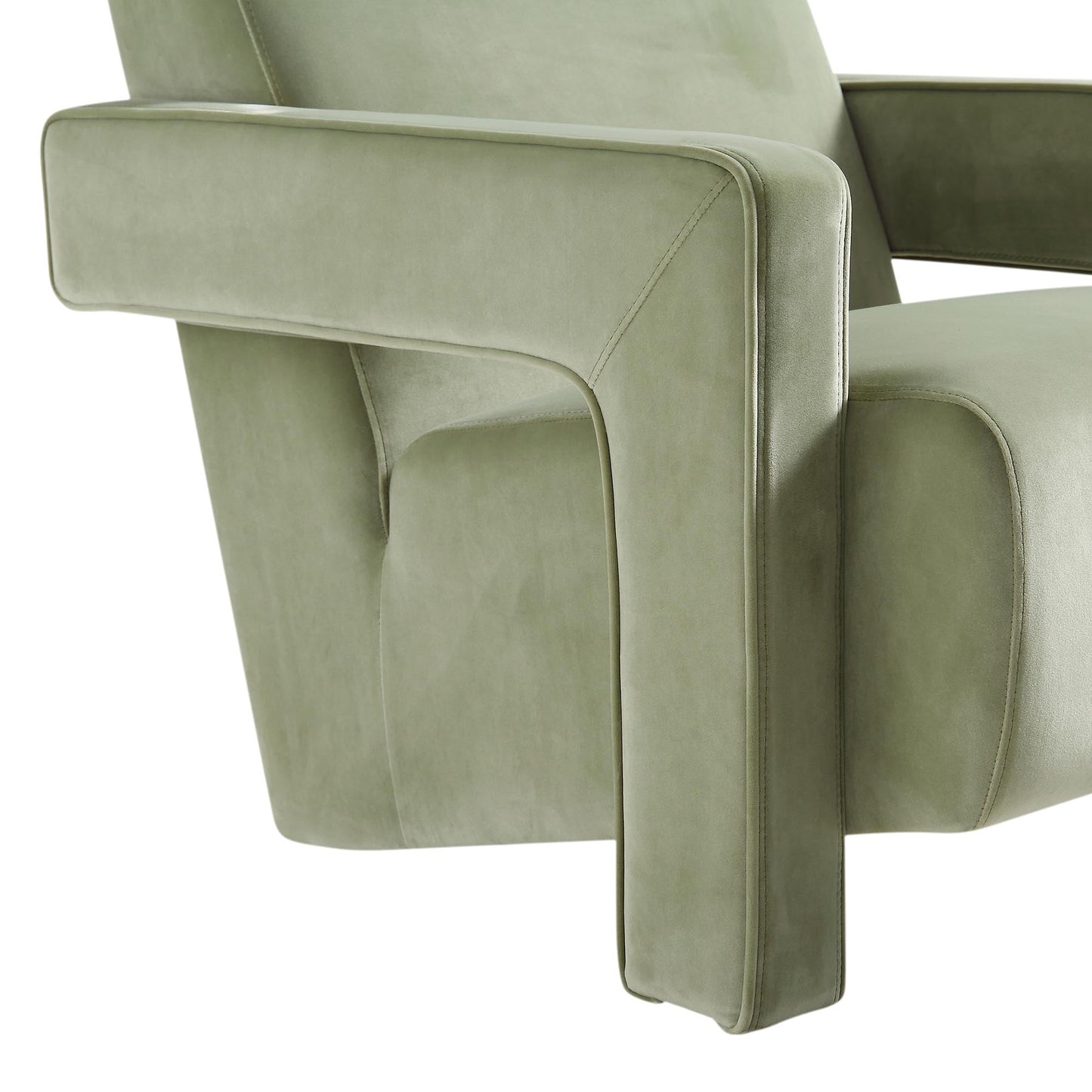 Fauteuil sculptural Brompton, velours lichen