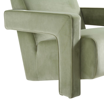 Fauteuil sculptural Brompton, velours lichen