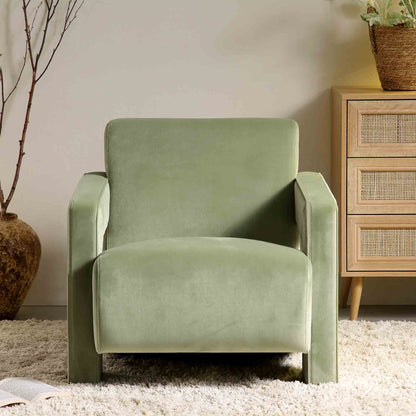 Fauteuil sculptural Brompton, velours lichen