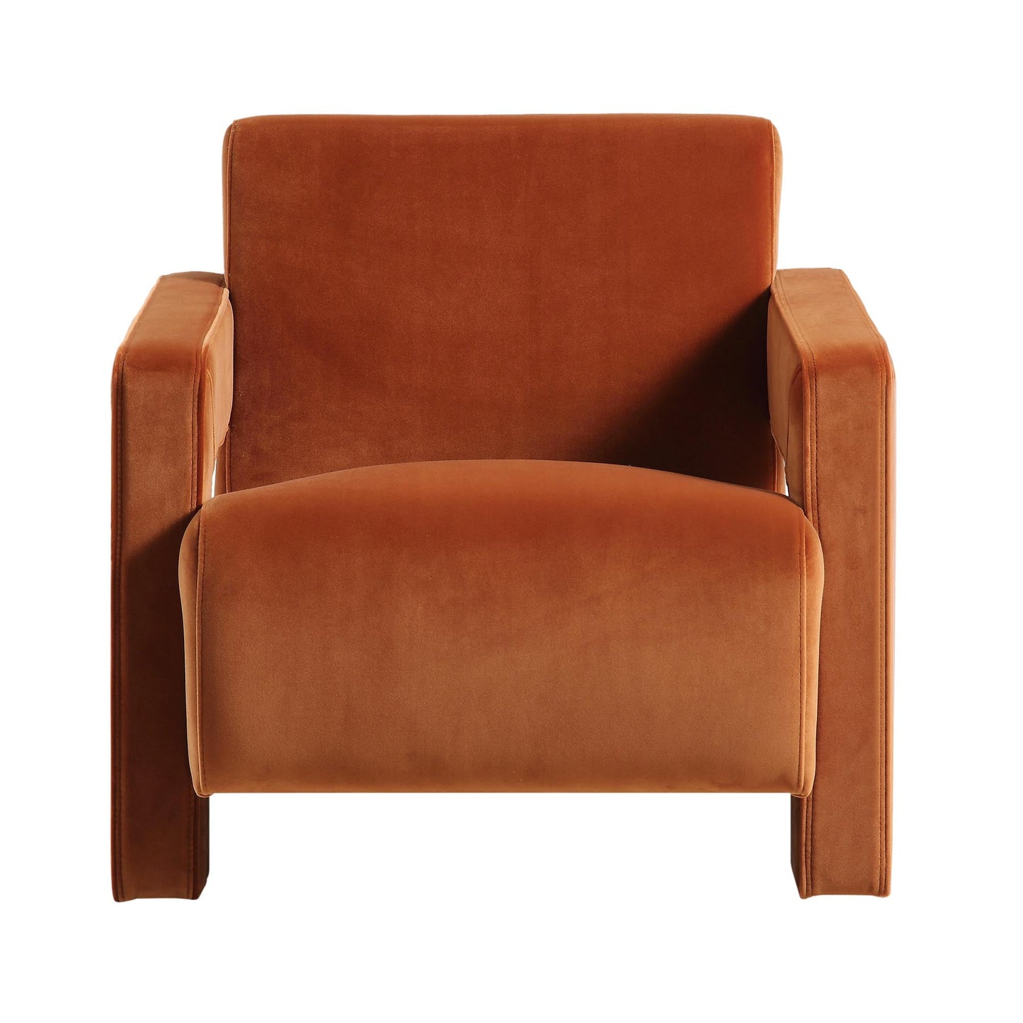 Fauteuil sculptural Brompton, velours rouille
