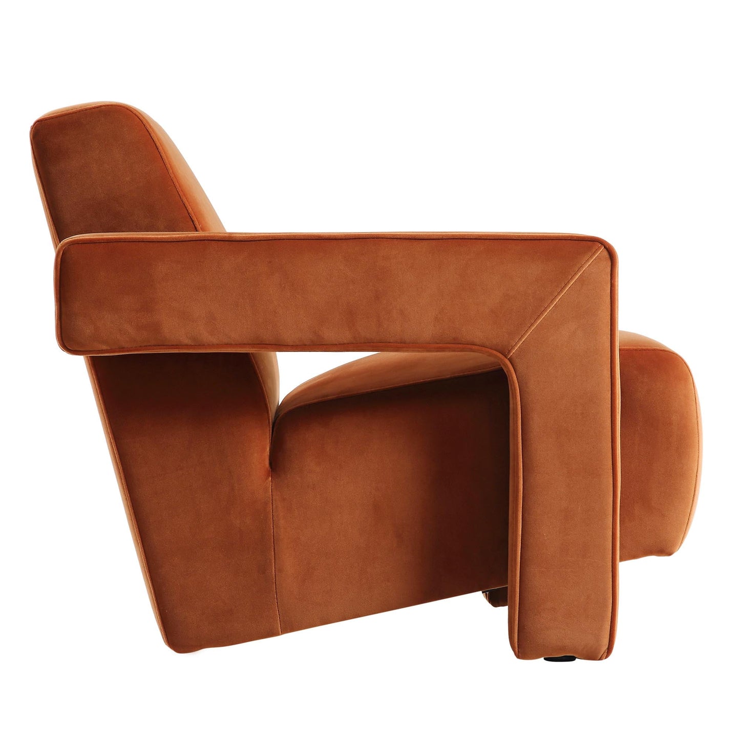 Fauteuil sculptural Brompton, velours rouille