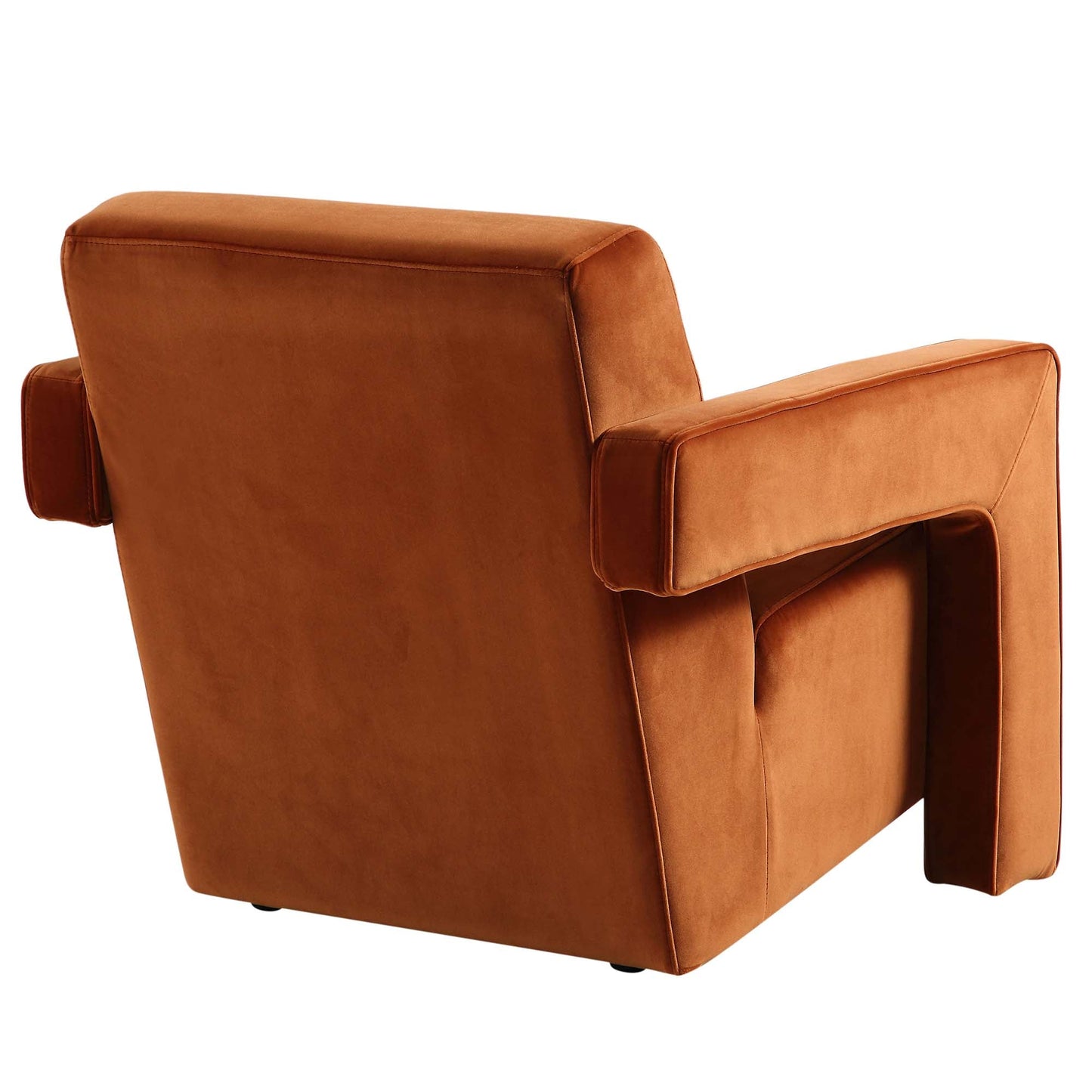 Fauteuil sculptural Brompton, velours rouille