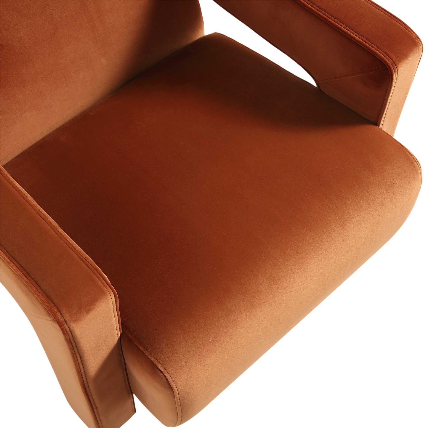 Fauteuil sculptural Brompton, velours rouille