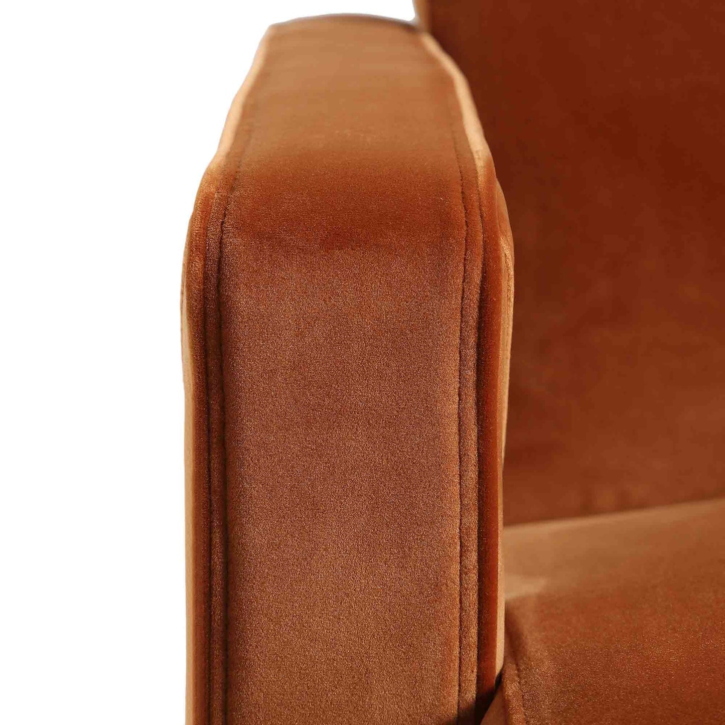 Fauteuil sculptural Brompton, velours rouille