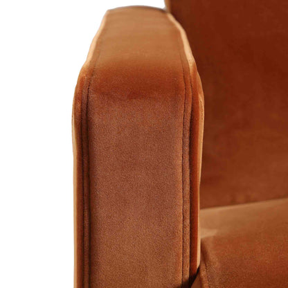 Fauteuil sculptural Brompton, velours rouille