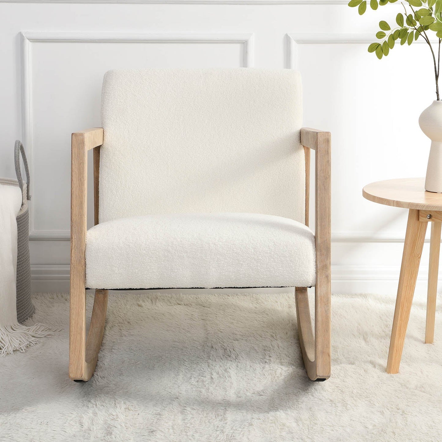 Fauteuil à bascule Fyne Ecru Boucle