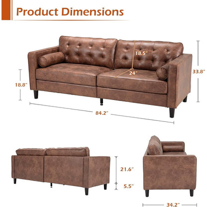 Canapé moderne du milieu du siècle AECOJOY 84.2 avec 2 coussins traversins