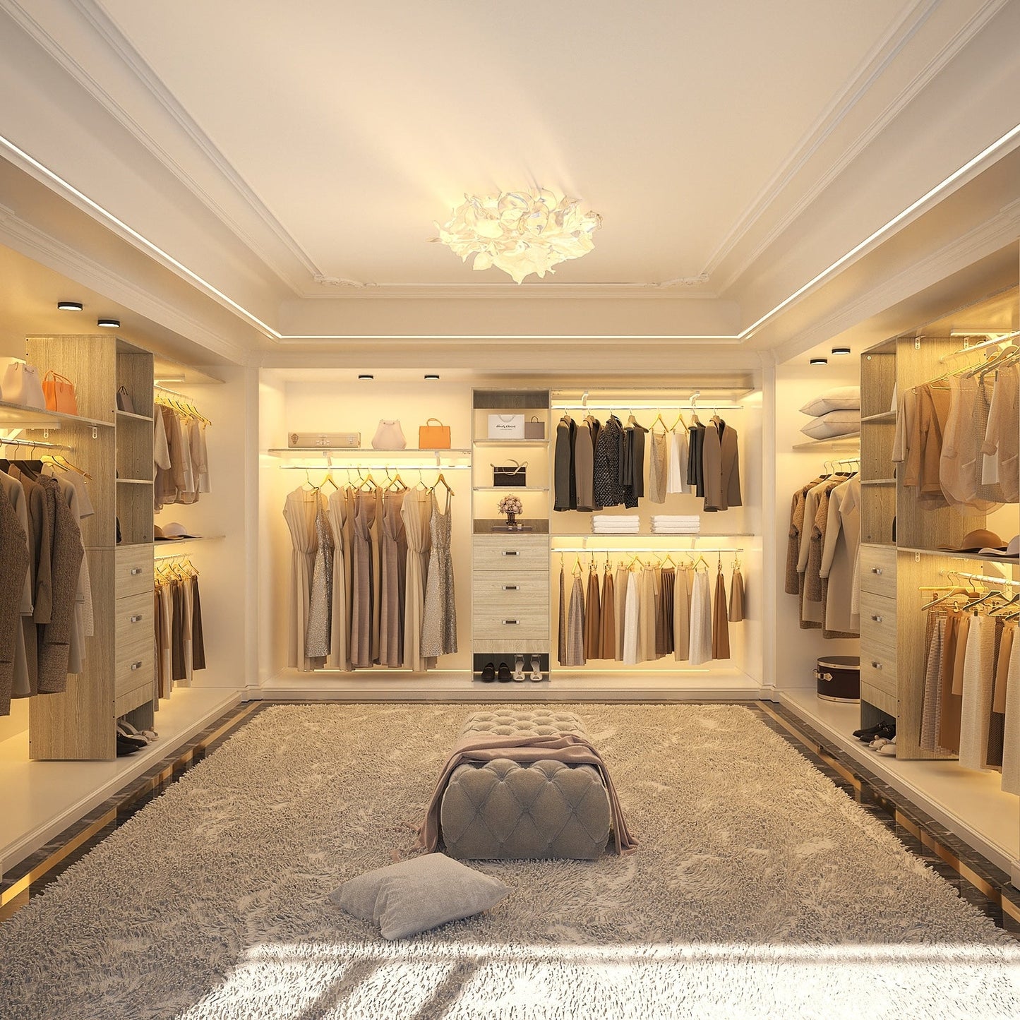 Organisateur de placard ajustable Rackcog 120'' avec tiroirs, système de placard avec étagères à monter soi-même pour placards et dressings