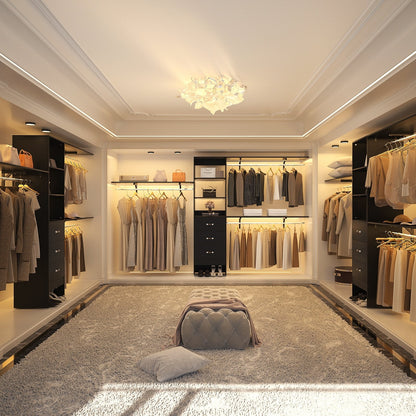 Organisateur de placard ajustable Rackcog 120'' avec tiroirs, système de placard avec étagères à monter soi-même pour placards et dressings