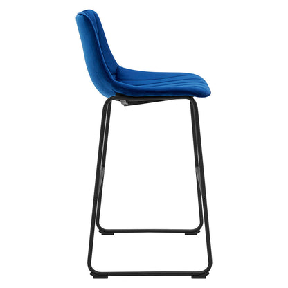 Ensemble de 2 tabourets de bar à dossier cannelé Sutton (velours bleu)