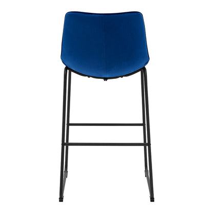 Ensemble de 2 tabourets de bar à dossier cannelé Sutton (velours bleu)