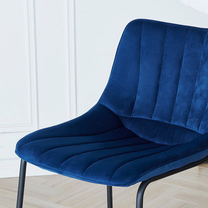 Ensemble de 2 tabourets de bar à dossier cannelé Sutton (velours bleu)