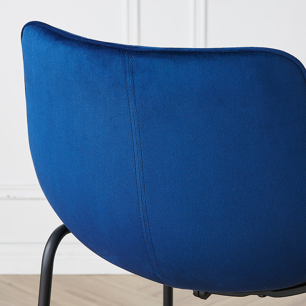 Ensemble de 2 tabourets de bar à dossier cannelé Sutton (velours bleu)