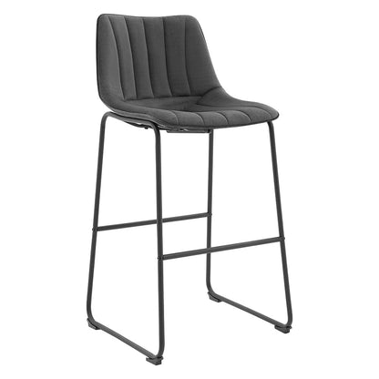 Ensemble de 2 tabourets de bar à dossier cannelé Sutton (velours gris)
