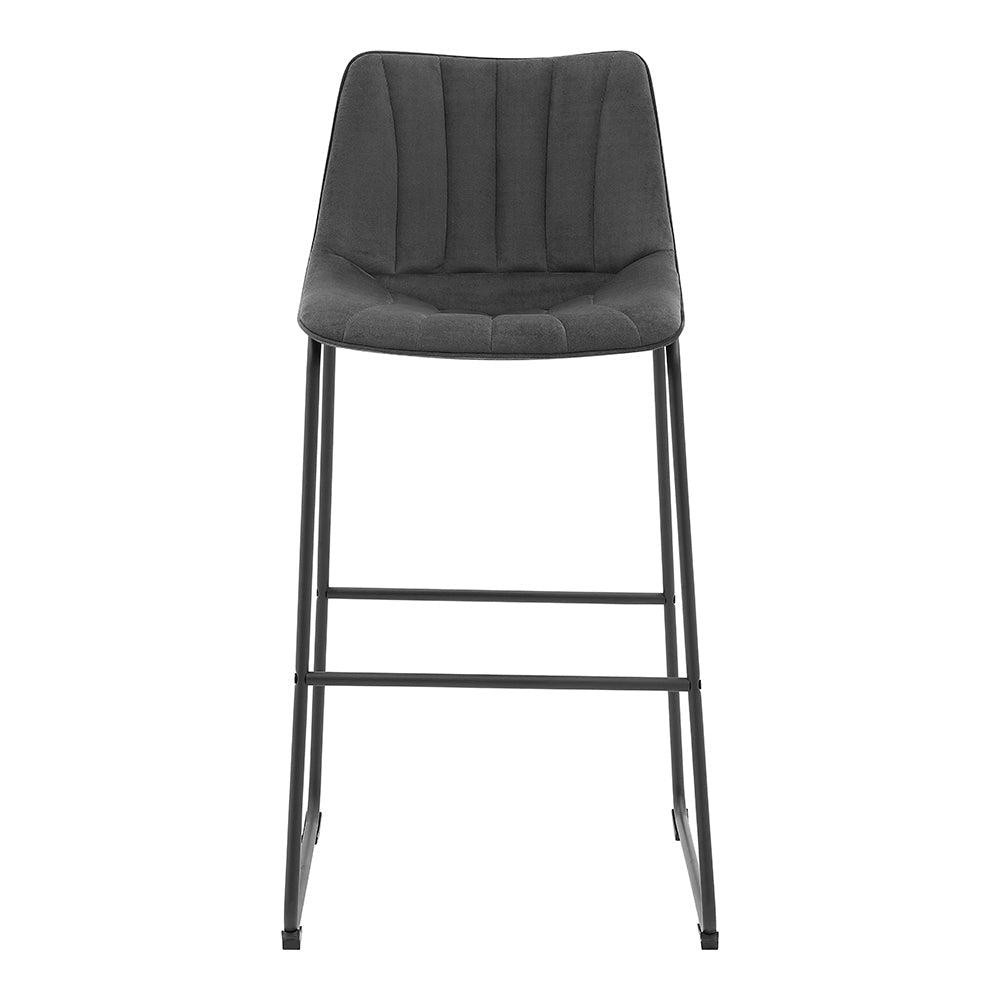 Ensemble de 2 tabourets de bar à dossier cannelé Sutton (velours gris)