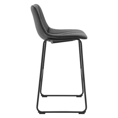 Ensemble de 2 tabourets de bar à dossier cannelé Sutton (velours gris)