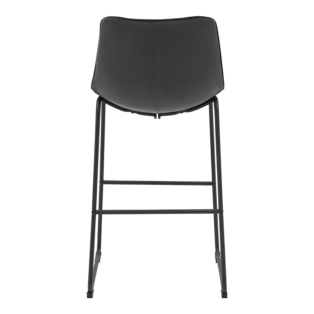 Ensemble de 2 tabourets de bar à dossier cannelé Sutton (velours gris)