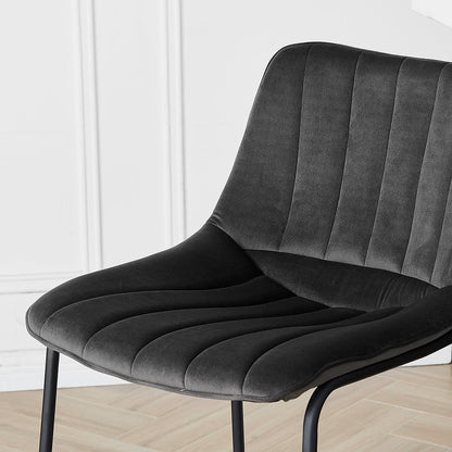Ensemble de 2 tabourets de bar à dossier cannelé Sutton (velours gris)