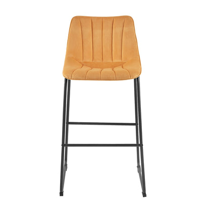 Ensemble de 2 tabourets de bar à dossier cannelé Sutton (velours moutarde)